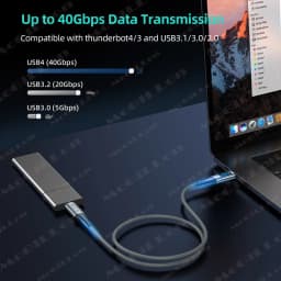 USB 4.0 Type C to Type C Cable 8K HD 40Gbps 240W Fast Charge with Digital Display For Thunderbolt 4 for Phone Tablet USB C Cable