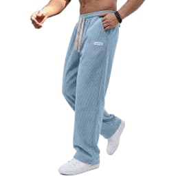 Outdoor Men's Casual Pants Drawstring Elastic Waist Straight Trousers Corduroy Sweatpants Baggy Gym Man Jogger Men's Work Pants