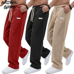 Outdoor Men's Casual Pants Drawstring Elastic Waist Straight Trousers Corduroy Sweatpants Baggy Gym Man Jogger Men's Work Pants