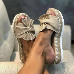 Women Bowknot Weave Sandals Wedge bottom Casual Daily Comfy no Slip vacation beach Slippers Elegant Summer Breathbale shoes
