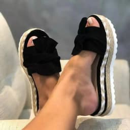Women Bowknot Weave Sandals Wedge bottom Casual Daily Comfy no Slip vacation beach Slippers Elegant Summer Breathbale shoes