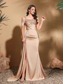 Stylish Slim Party Dress, Asymmetrical Design Dress, Suitable for Parties and Banquets, Ladies Dress Wedding Dress