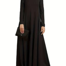 2026 Casual and Elegant Style - Solid Color Round Neck Loose Dress with Long Sleeves and Skirts, Suitable for Daily Travel