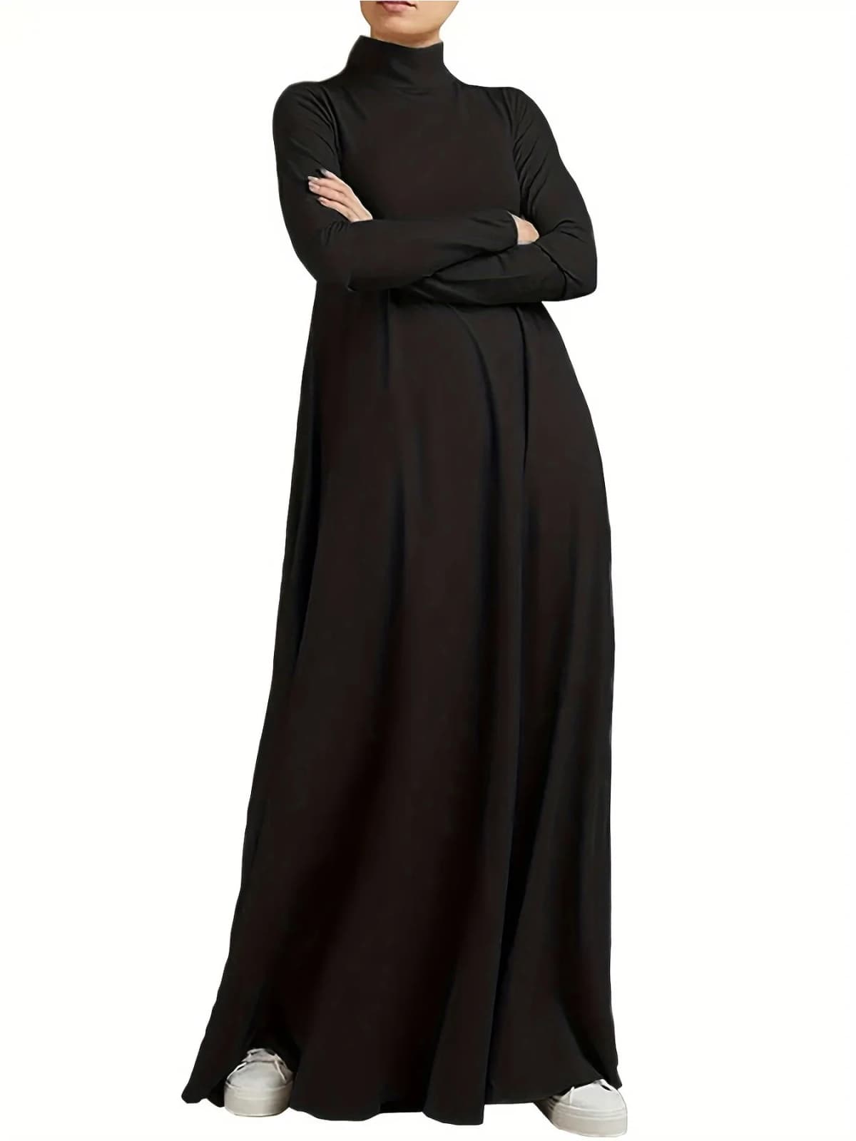 2026 Casual and Elegant Style - Solid Color Round Neck Loose Dress with Long Sleeves and Skirts, Suitable for Daily Travel