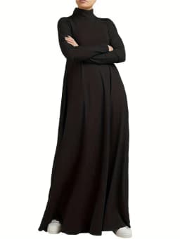 2026 Casual and Elegant Style - Solid Color Round Neck Loose Dress with Long Sleeves and Skirts, Suitable for Daily Travel