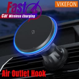 Auto Fast Magnetic Wireless Charger LED Air Outlet Phone Holder For iPhone 17 16 15 14 13 12 Pro Max Car Quick Charging Station
