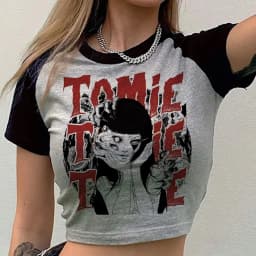 Junji Ito Shintaro Kago Tomie cropped top teen alternative  kawaii vintage baddie shirt vintage goth cute streetwear graphic
