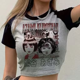 Junji Ito Shintaro Kago Tomie cropped top teen alternative  kawaii vintage baddie shirt vintage goth cute streetwear graphic