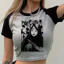 Junji Ito Shintaro Kago Tomie cropped top teen alternative  kawaii vintage baddie shirt vintage goth cute streetwear graphic