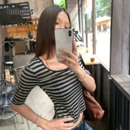 Tonngirls Y2k Vintage Tops Women Three Quarter Sleeve Striped T Shirt Streetwear See Through American Retro Crop Tops Fairycore