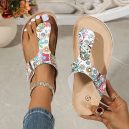 New Plus Size Color Blocked Round Toe Women's Sandals for Outdoor Wear Slippers Breathable Women's Casual Flip Flops