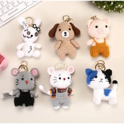 Cute Crochet Animal Charming Bag Pendant Handwoven Animal Keychain Knitted Key Ring Car Key Holder Cute Gift Bagpack Decor