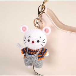 Cute Crochet Animal Charming Bag Pendant Handwoven Animal Keychain Knitted Key Ring Car Key Holder Cute Gift Bagpack Decor