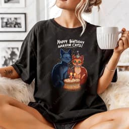 Warriors Cats Cartoon Print Unisex Cotton T-Shirt Summer Casual Top for Men Women Asual Crew Neck Short Sleeve