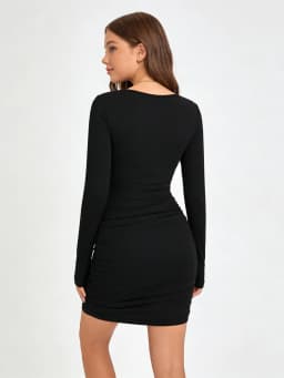 Spring/Autumn New Arrival For Teens Long Sleeve Sheer Wrap Dress - Elegant Slimming Sexy And Flattering With A Cinched Waistline