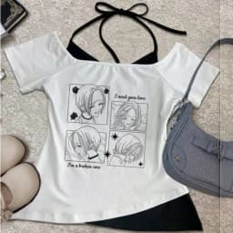 Nana cropped top girl graphic baddie alternative anime t shirt alternative emo 2000s gothic party