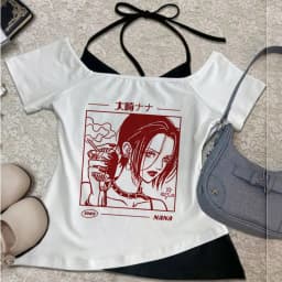 Nana cropped top girl graphic baddie alternative anime t shirt alternative emo 2000s gothic party