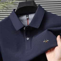 100% pure cotton summer fashion brand new men's short sleeved polo shirt exquisite bee embroidery casual breathable T-shirt top