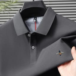 100% pure cotton summer fashion brand new men's short sleeved polo shirt exquisite bee embroidery casual breathable T-shirt top