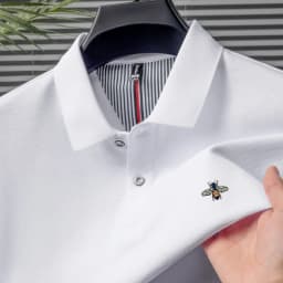 100% pure cotton summer fashion brand new men's short sleeved polo shirt exquisite bee embroidery casual breathable T-shirt top