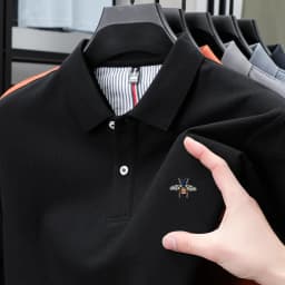 100% pure cotton summer fashion brand new men's short sleeved polo shirt exquisite bee embroidery casual breathable T-shirt top