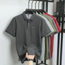 100% pure cotton summer fashion brand new men's short sleeved polo shirt exquisite bee embroidery casual breathable T-shirt top