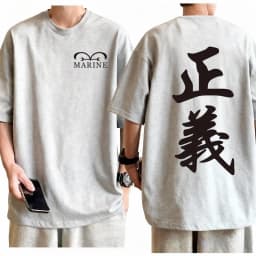 One Piece Marine Justice T-shirt Men Cotton Anime Graphic Tee Casual Streetwear Logo Breathable Fit Top 2026 New Summer