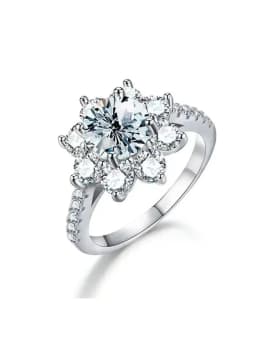 Sparkling 1 Carat Moissanite Diamond Sun Flower Engagement Rings For Women Gift Wedding High Quality Luxury Jewelry