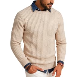 Luxury Crew Neck Pullover Sweater Man Cable Long Sleeve Men's Sweatshirt Autumn Casual Knitted Shirts Work Jumper Spring Coats