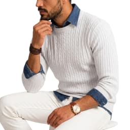 Luxury Crew Neck Pullover Sweater Man Cable Long Sleeve Men's Sweatshirt Autumn Casual Knitted Shirts Work Jumper Spring Coats