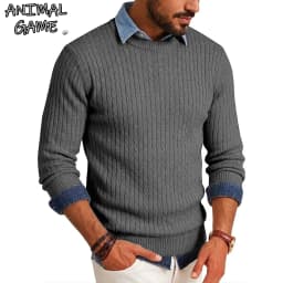 Luxury Crew Neck Pullover Sweater Man Cable Long Sleeve Men's Sweatshirt Autumn Casual Knitted Shirts Work Jumper Spring Coats