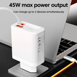 45w Charger 15wUSB + PD30w Type-C Retractable Wire Fast Charging Phone Adapter For iPhone 15-17 Xiaomi Samsung Huawei Cellphones