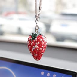 Cherry & Strawberry Car Interior Rhinestone Hanging Charm - Car Decor Accessories & Pendant