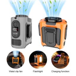 15000mAh Portable Waist Fan Hanging Neck Fan 5 Speed Strong Wind with LED Lighting for Sports Courier Outdoor Working