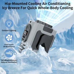 15000mAh Portable Waist Fan Hanging Neck Fan 5 Speed Strong Wind with LED Lighting for Sports Courier Outdoor Working