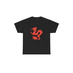Men's Dean Blunt Zushi Print T-Shirt - Eye-catching Red Dragon Pattern Short-Sleeve Shirt, Pure Cotton Couple All-Season T-Shirt