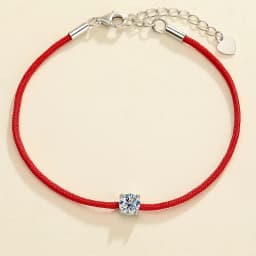 925 Sterling Silver 0.5ct D VVS Moissanite Red Rope Bracelet with for Women Fine Jewelry Wedding Engagement Party Christmas Gift