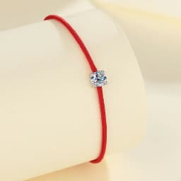 925 Sterling Silver 0.5ct D VVS Moissanite Red Rope Bracelet with for Women Fine Jewelry Wedding Engagement Party Christmas Gift