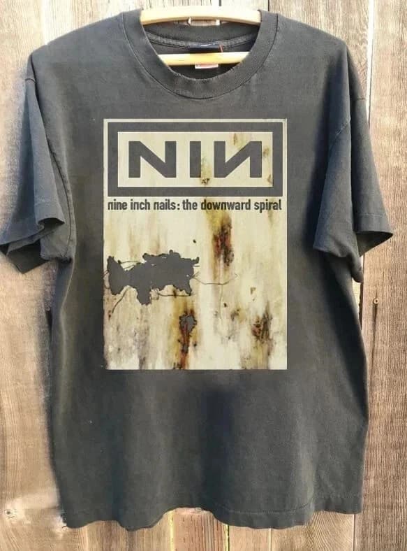 Remastered Nine Inch Nail Band "Spiral Down" T-shirt Enthusiast T-shirt Fan Gift T-shirt Printed Street Fashion Daily Outfit