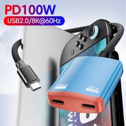 USB C 2 in 1 Converter PD100W Charging 8K@60Hz Video Full-Function Charging Transmission Line Suitable for AR XR Glasses Laptop