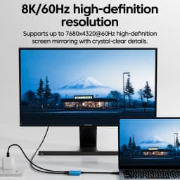 USB C 2 in 1 Converter PD100W Charging 8K@60Hz Video Full-Function Charging Transmission Line Suitable for AR XR Glasses Laptop