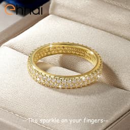 Ehhai Lab Created Diamond Moissanite Full Eternity Band Engagement Ring for Women Men 14K Gold Filled Wedding Fine Jewelry Gifts