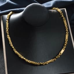 Mens Vintage Punk Textured Cylinder Link Necklace 18K Gold Plated Stainless Steel Two Tone Gold Silver Hip Hop Jewelry for Daily