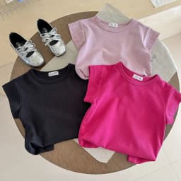 Summer Round Neck Solid Color Short Sleeve Pullover Shirt Toddler Kids Newborn Baby Boy Girls T-Shirt Casual