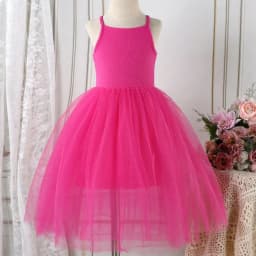 Girl's Chiffon Ball Gown Dress with Rose-Pink Halter, Fashionable and Cool, Sweet Birthday Party, Summer