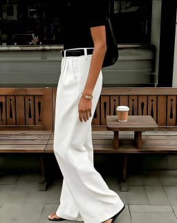 2026 New Arrival White High Waist Wide Leg Pants for Women Elegant Office Lady Straight Trousers Casual Pants (No Belt Included)