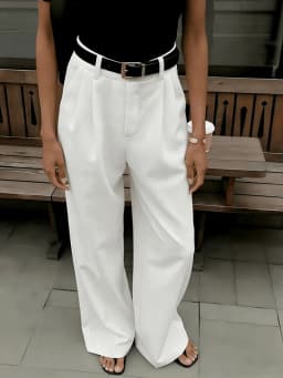 2026 New Arrival White High Waist Wide Leg Pants for Women Elegant Office Lady Straight Trousers Casual Pants (No Belt Included)