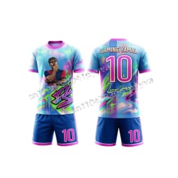 Summer New Style # Yamal No.10 # Men's and Women's Football T-shirt Shorts Set Loose Quick Drying Training Clothes Kids