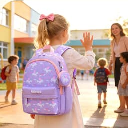 Nylon Backpack for Girls with Coin Purse, Preschool Bag, Lightweight  School Bag for Kids Age 2-6