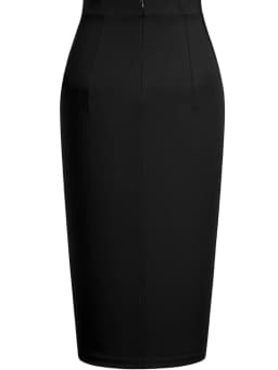 Women Wear to Work Pencil Skirts for Women Elastic High Waist Split Button Knee Length Bodycon Skirt